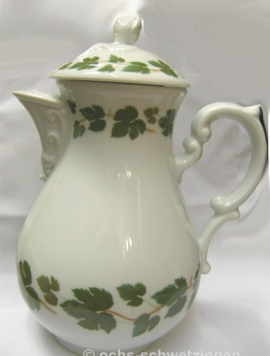 Hutschenreuther Weinlaub grün Kaffeekanne für 6 Pers. -  25 x 18  cm